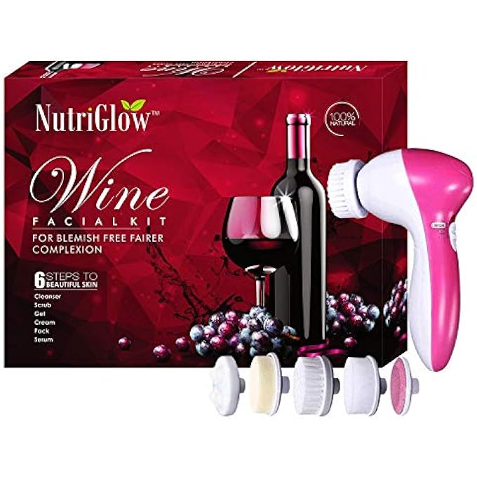 NUTRIGLOW WINE FACIAL KIT(260G) +FACE MASSAGER/ACNE DEFENSE/SOOTHES & CALMS/GLOWING SKIN - Image 1